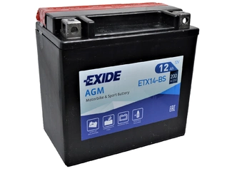 Аккумулятор 12Ач "EXIDE AGM ETX14-BS" П.П. 150х87х145