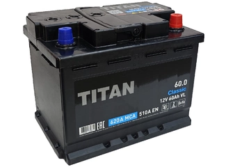 Аккумулятор 60Ач "TITAN CLASSIC" О.П. 242х175х190