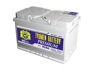 Аккумулятор 80Ач "TYUMEN PREMIUM" П.П. 306х175х190