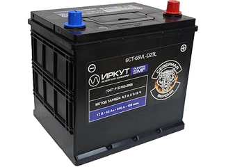 Аккумулятор 65Ач "ИРКУТ 6CT-65VL-D23L (UHD-D23L)" О.П. 235х178х220