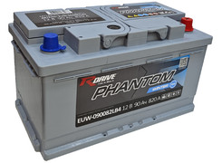 Аккумулятор 90Ач "R-Drive PHANTOM WINTER SMF EUW-090082LB4" О.П. 315х175х175