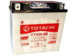 Аккумулятор 14Ач "TOTACHI AGM YTX14-BS" П.П. 150х87х145
