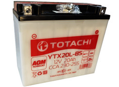 Аккумулятор 20Ач "TOTACHI AGM YTX20L-BS" О.П. 176х87х155