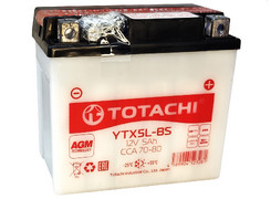 Аккумулятор 5Ач "TOTACHI AGM YTX5L-BS" О.П. 113х70х105