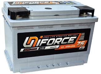 Аккумулятор 75Ач "UNIFORCE" П.П. 278х175х190