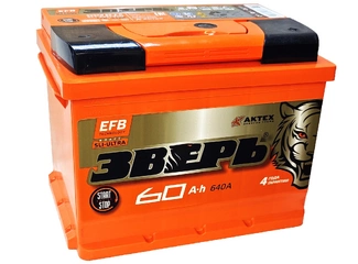 Аккумулятор 60Ач "ЗВЕРЬ EFB" О.П. 242х175х190