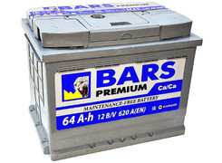 Аккумулятор 64Ач "BARS PREMIUM" П.П. 242х175х190