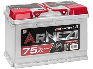 Аккумулятор 75Ач "ARNEZI DIN SMF" О.П. 278х175х190