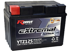 Аккумулятор 11Ач "RDrive eXtremal PLATINUM CARBON AGM YTZ12S" П.П. 150х87х110